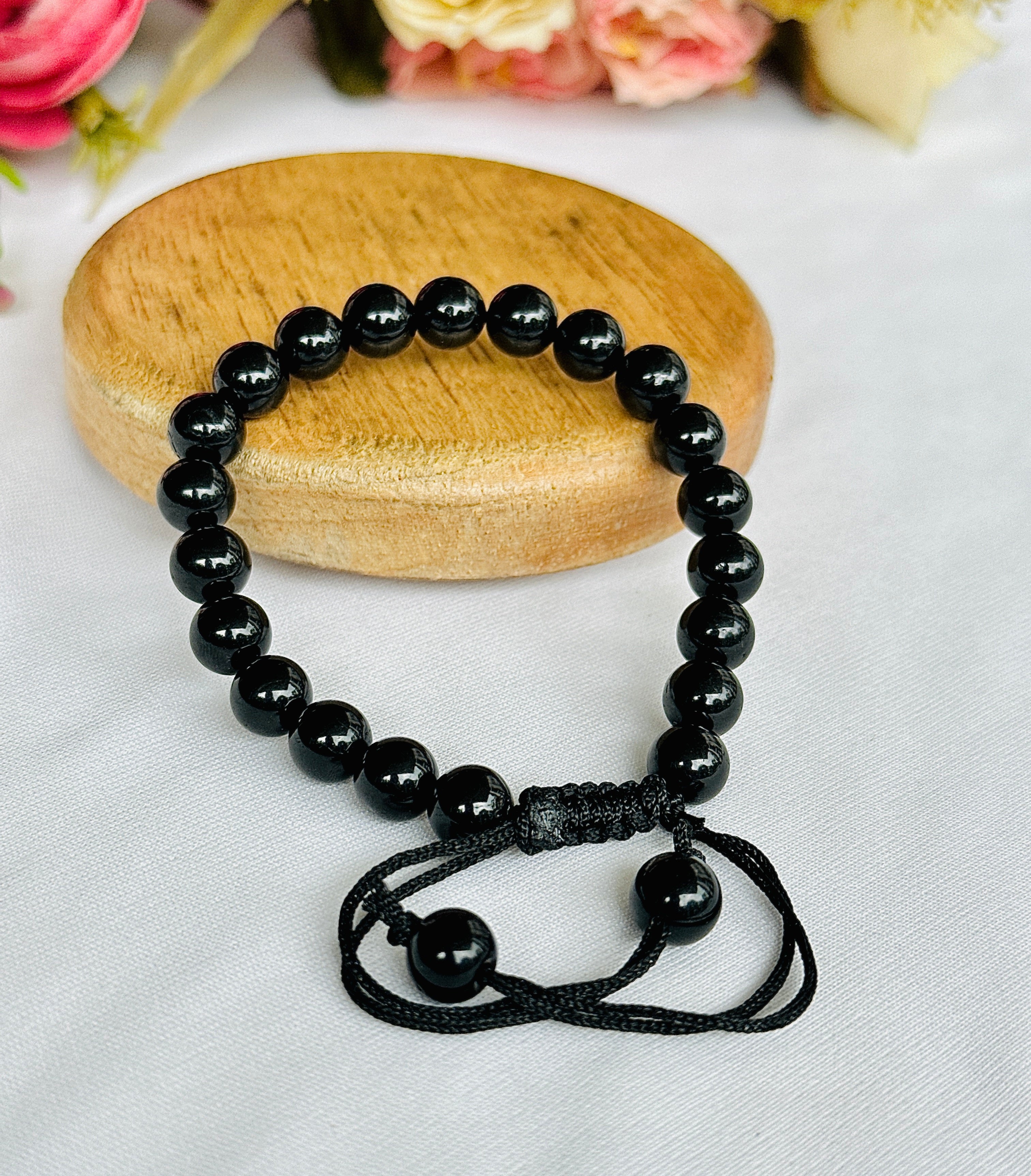 Protect from Psychic attacks & Negative Energy: Black Tourmaline Thread Bracelet - Abhimantrit & Certified